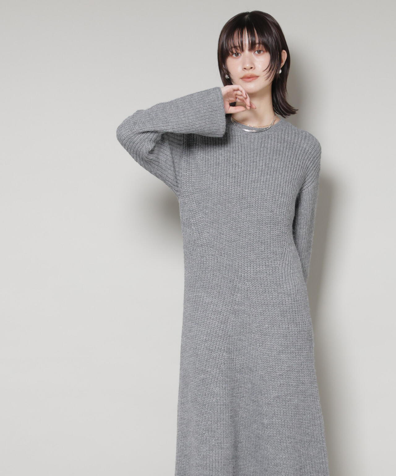 片畦 フレア ニット ワンピース