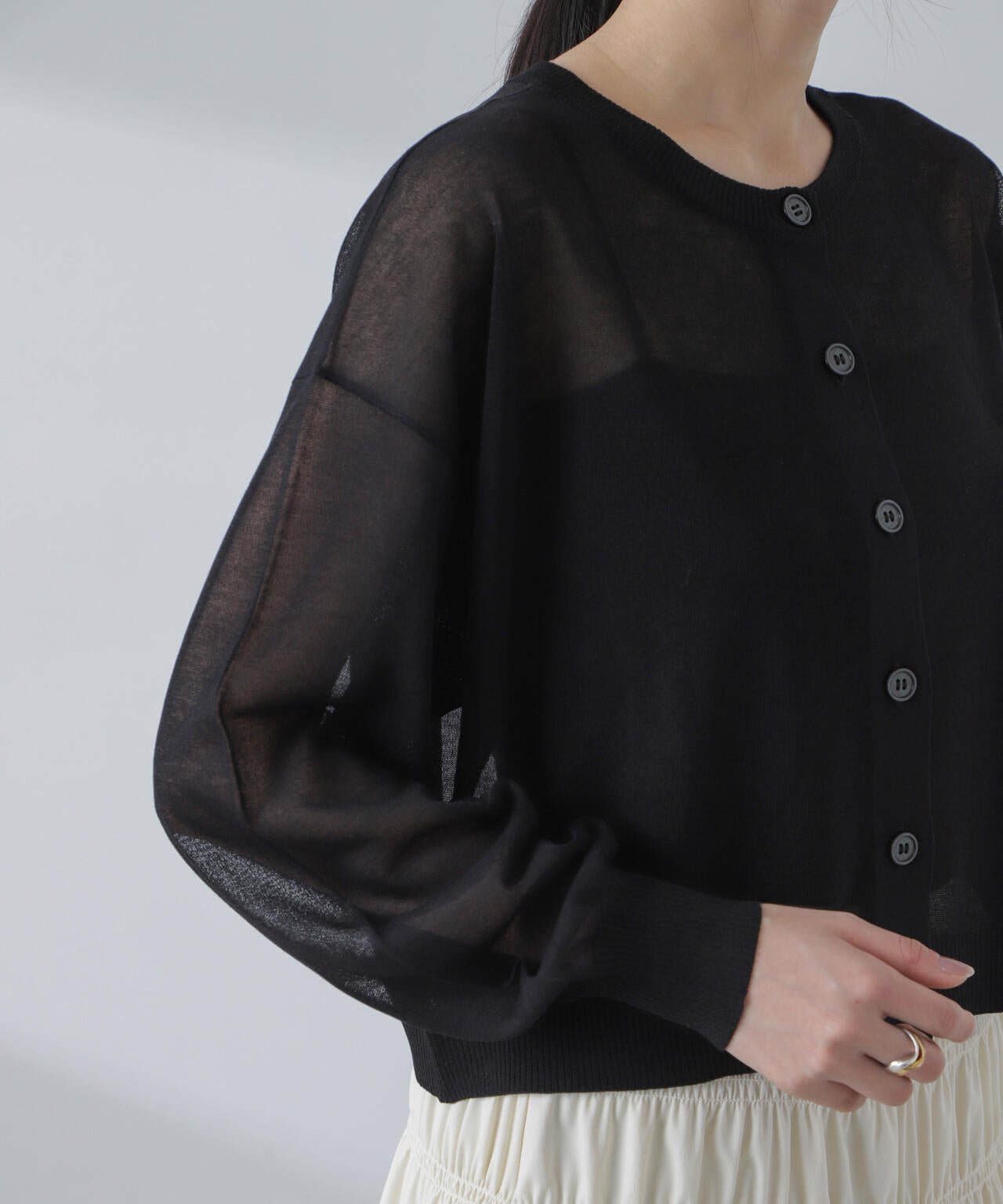 クロップド シアー ニット カーディガン