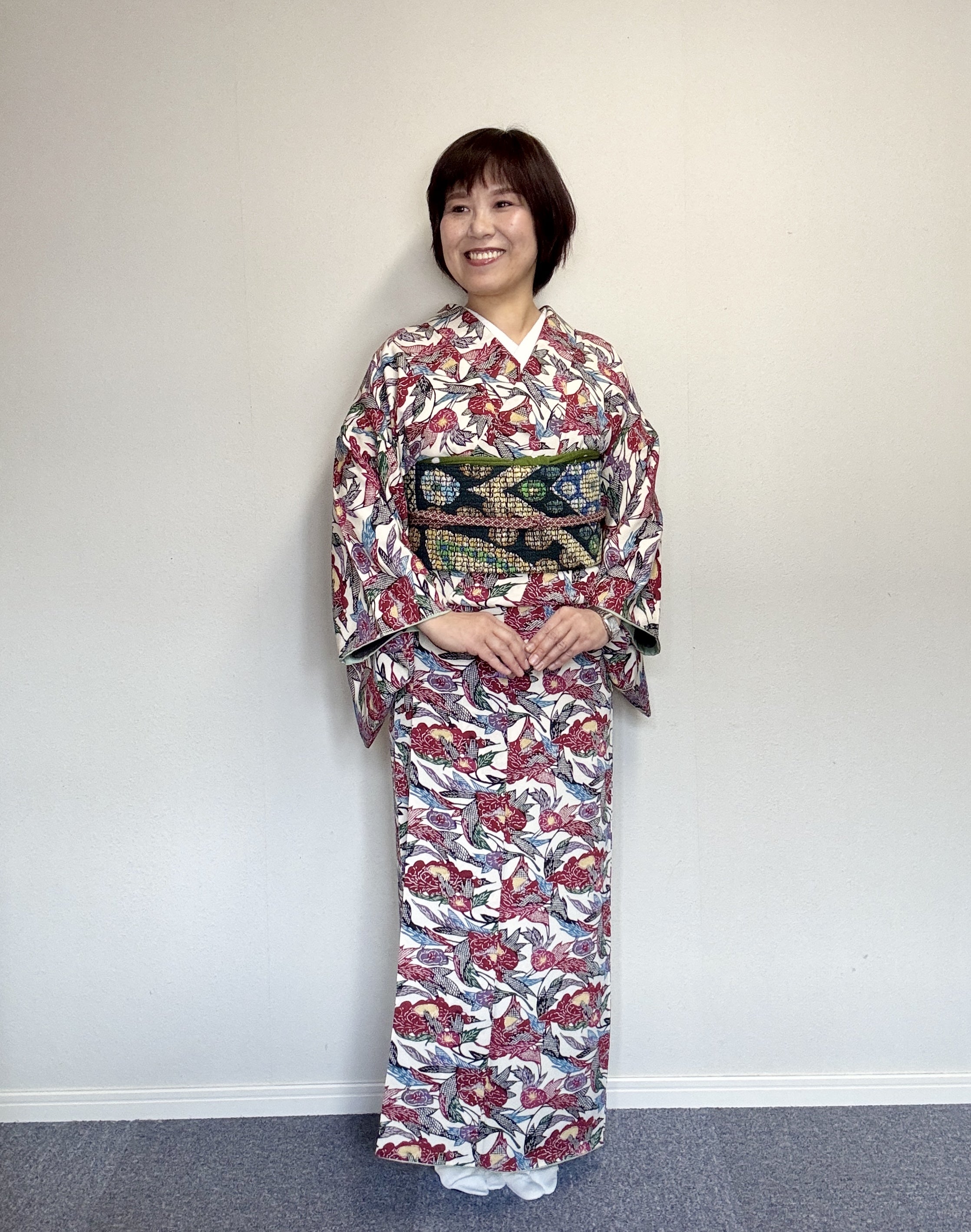 柄オン柄！型絵染めの小紋に紬八寸帯の着物コーデ | 京都・東京【佐藤