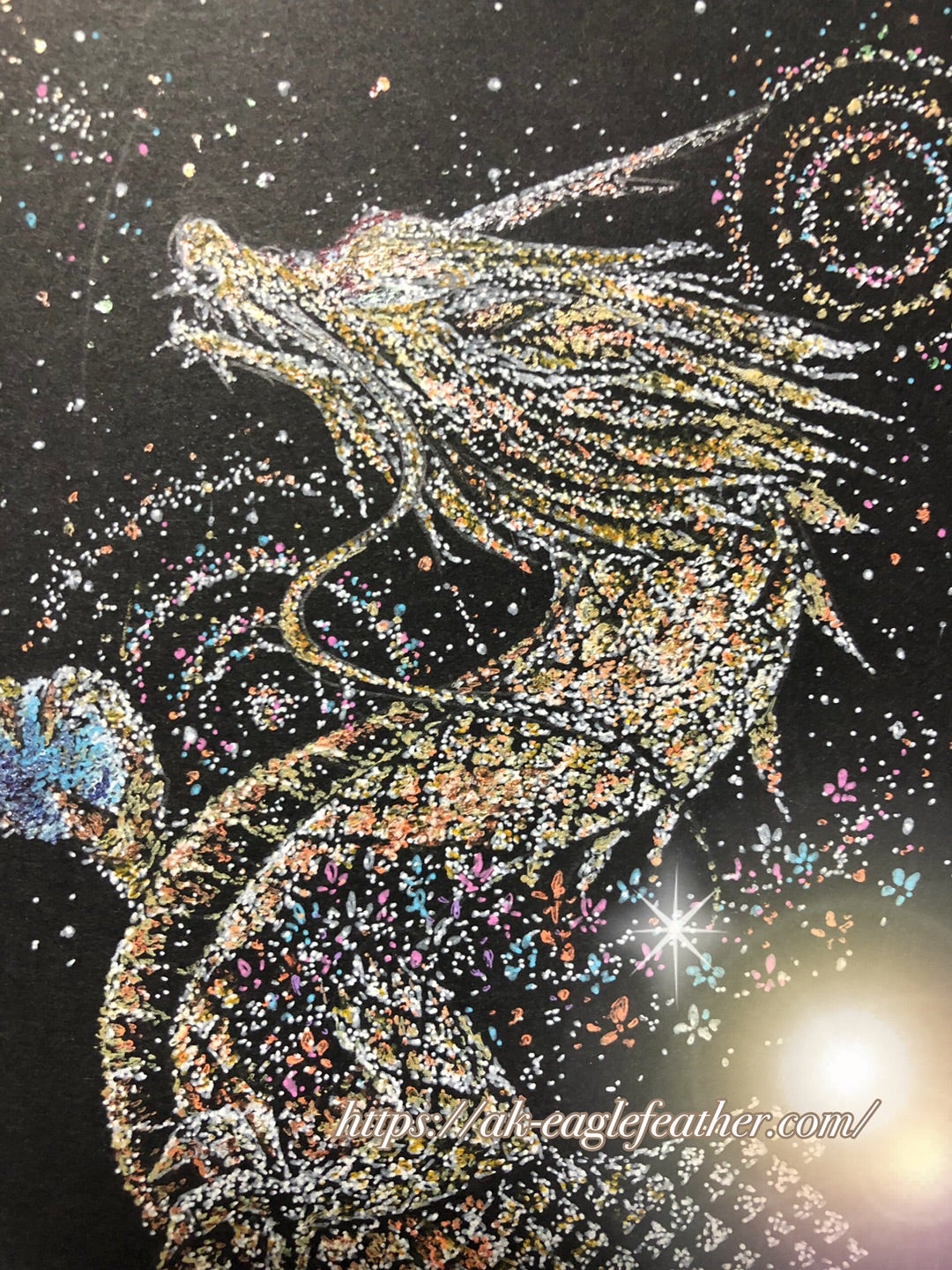 黄龍」額付き 波動絵 開運絵画 手描き 幸運 金運 仕事運 才能開花 黄龍