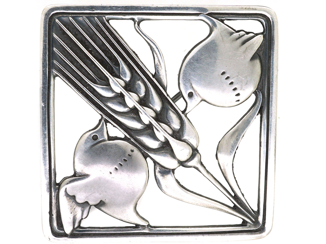 Retro Silver Wheat Sheaf Brooch by Arno Malinowski for Georg