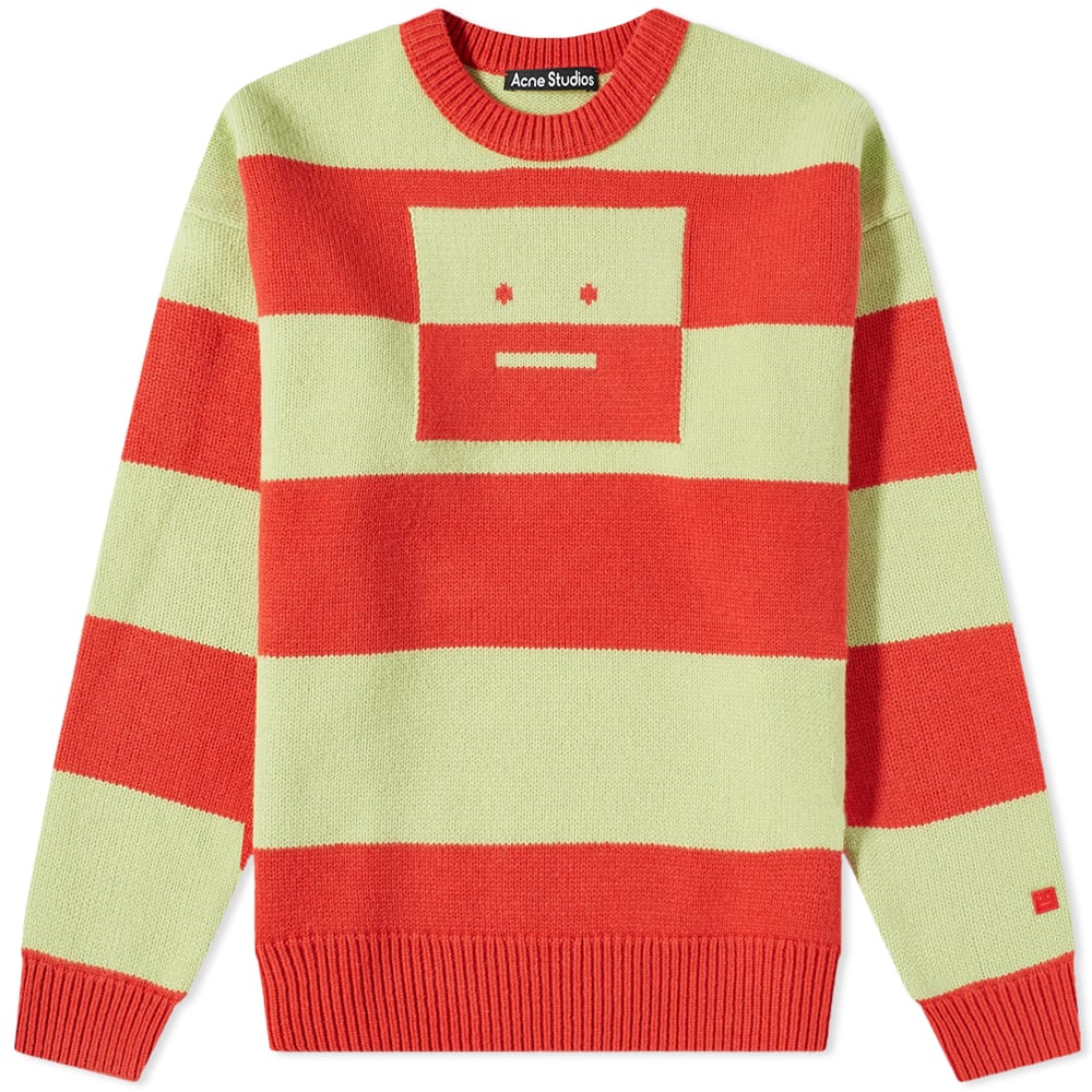 Sweater Acne Studios Kilgot Face Stripe Crew Knit Sharp Red/Pale