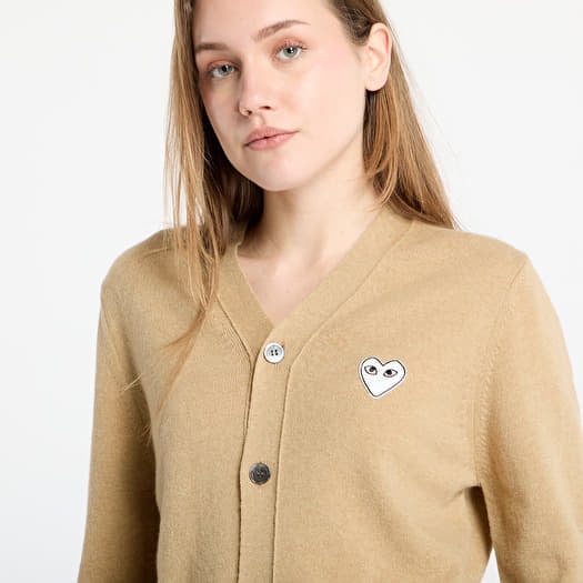 Sweaters Comme des Garçons PLAY White Emblem V-Neck Cardigan Knit