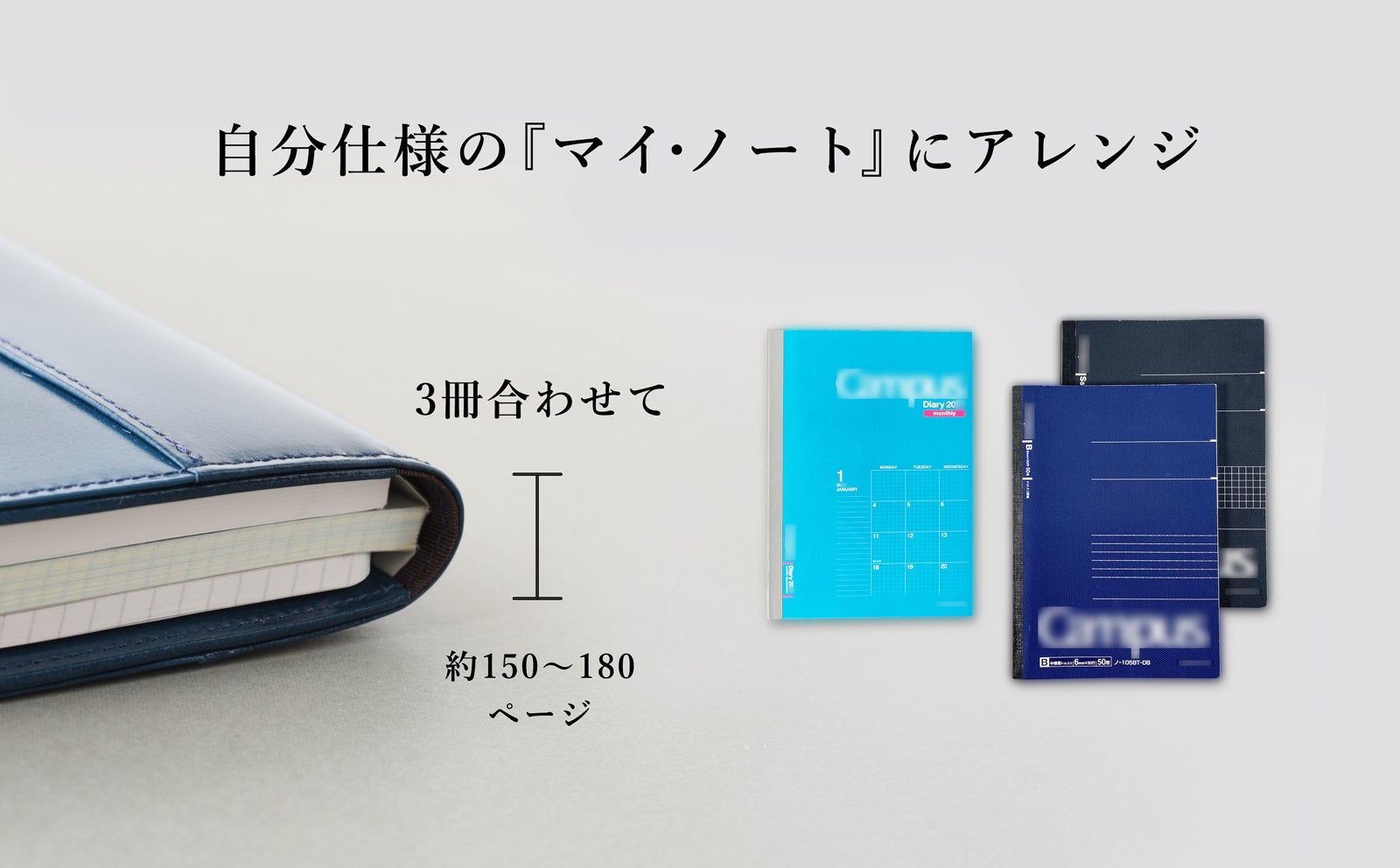 2冊同時フルフラットで使える高級感と利便性に特化したYOSHINAノート