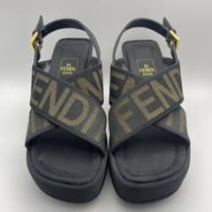 フェンディ 厚底 サンダル ウェッジソール クロスベルトサンダル35 1/2