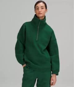 ルルレモン ハーフジップ ロングXS 深緑 scuba スウェット - メルカリ