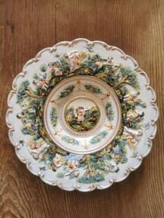 アンティーク カポディモンテ ラージデコレーションプレート 深大皿