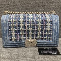 シャネル CHANEL ボーイシャネル コットンツイードデニムチェーン