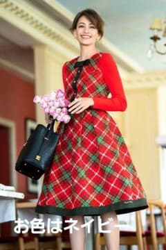 エムズグレイシー♡ワンピース 38 チェック柄 リボン お花ボタン