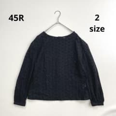 6325【美品】45R カットワークブラウス 度甘平カットワークブラウス 黒