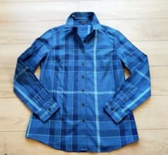 美品バーバリーロンドン 青ブルーチェック 長袖シャツ ブラウス38三陽