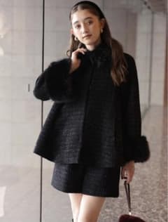 Rirandture 25AW ツィードファー衿ショートコート - メルカリ