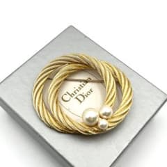 希少✨ ディオール Dior ピン ブローチ パール ゴールド系 箱付 - メルカリ