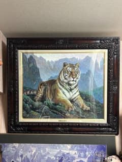 故・呉之東(名画)虎画・油彩 15号 中国美術巨匠 日本中国文化訪問団の