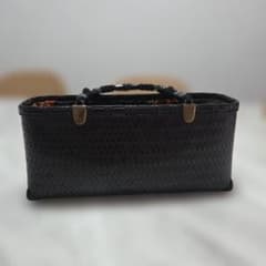 公長斎小菅 黒柄波網代ロングバッグ - メルカリ