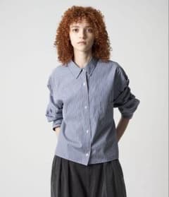 本日限定価格＜6(ROKU)＞コットン ストライプ クロップド シャツ 25aw