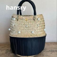 hansry カゴバッグ pearl-black fringe - メルカリ