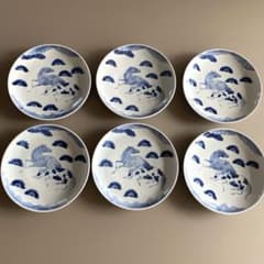 美品☆作家 藤塚光男☆馬柄 染付皿 6枚セット - メルカリ