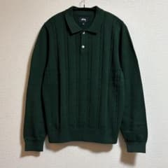 stussy ケーブルニットポロ セーター グリーン - メルカリ