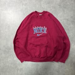 NIKE 90s スウェット トレーナー 刺繍ロゴ ファイヤー ピンク XL