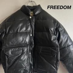 FREEDOM フリーダム ダウンジャケット レザー 牛革 y2k ブラック