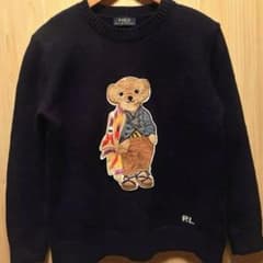 ラルフローレン 最高級 幻のカシミヤ100%ポロベアニットセーター M 紺