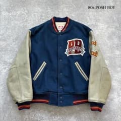 POSH BOY】 ポッシュボーイ 80s スタジャン 袖革 ヴィンテージ 青
