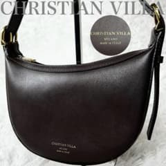 極美品✨クリスチャンヴィラ ラウンドショルダーバッグ ハーフムーン