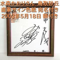 水森かおり 鳥取砂丘 直筆サイン色紙 額付き 宛名あり 演歌歌手 2003年