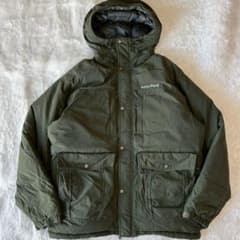 モンベル ローガンダウンジャケット XLサイズ ロゴ フード カーキ