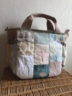 ミナペルホネン＊パッチギャザポケファスナートートL✂️ハンドメイド