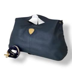 極美品 アタオ エルヴィ A4可 2way ショルダーバッグ ネイビー レザー