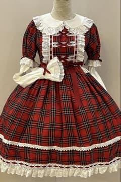 Laura Dollワンピース 小能熊 レッドチェック ロリィタ epetice - メルカリ