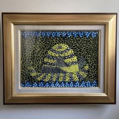 B*B様 草間彌生【帽子】肉筆/表裏サイン有り/油彩/アクリル/絵画/額縁