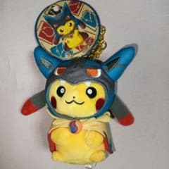 メガルカリオポンチョを着たピカチュウ ぬいぐるみマスコット ポケモン
