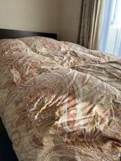 ダウン二層掛けS立体キルトエリゼG150×210超長綿花ペイズリー柄ピンク