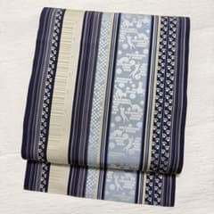 m-45 本場筑前博多織 黒木織物 猫 足跡 名古屋帯 正絹 未使用極美品