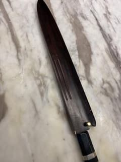 柳刃包丁 30cm 波紋模様 木製ハンドル 本焼き 純銀黒檀柄 - メルカリ