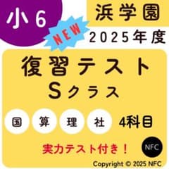 2025年度 浜学園 Sクラス 復習テスト 算数国語理科社会 実力〜No.39