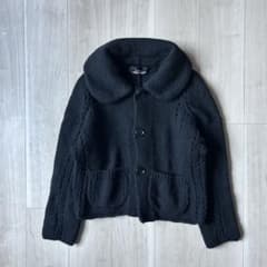 トリココムデギャルソン 丸襟 ニットジャケット 肉厚 ウール 黒 AD2006