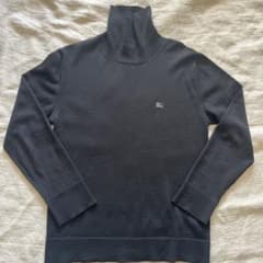 バーバリーブラックレーベル Burberry 黒タートルネックニット L