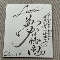 山川穂高 直筆サイン色紙 メッセージ付き 書道風（西武ライオンズ時代