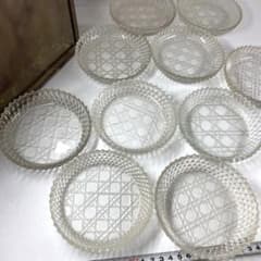 専用江戸後〜明治初期 ギヤマン手彫切子ハンドカット皿 10客 共箱直径