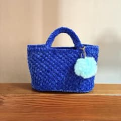 ロイヤルブルー×ベルベット ズパゲッティ マルシェバッグ 青 水色