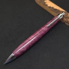 No.38ハンドメイド木軸シャーペンパープルハート縮み杢 - メルカリ