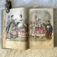 マガジン・デ・ドゥモアゼル1863年 フランスアンティーク 本 古書 彩色