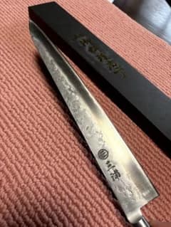 なう様用 銀三鋼 梨地模様 筋引刃渡 約270mm 黒ハンドル - メルカリ