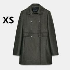 ZARA ウールダブルブレストコート 新品 XS カーキ - メルカリ