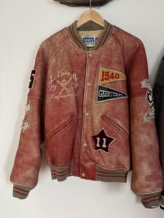 GERRY Cosby 90s ビンテージ レザー ジャケット スタジャン 赤 - メルカリ