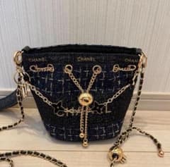 希少・レア・非売品 CHANEL ノベルティ ネイビー ツイード バケット